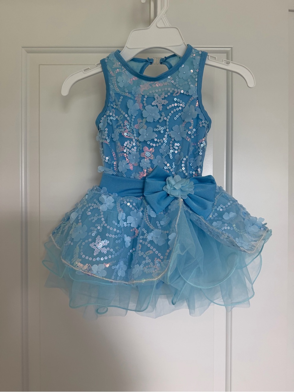 Laylas Sky Blue Sequin Floral Tulle Ballet Dress